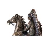 Native American Warrior on Horseback Bronze Statue