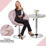 Pink Velvet Round Swivel Vanity Chair with Chrome Frame