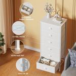 White Tall Dresser with 6 Fabric Drawers
