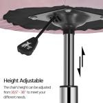 Pink Velvet Round Swivel Vanity Chair with Chrome Frame
