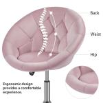 Pink Velvet Round Swivel Vanity Chair with Chrome Frame