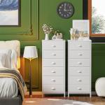 White Tall Dresser with 6 Fabric Drawers