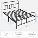 Classic Metal Queen Bed Frame with Victorian Headboard