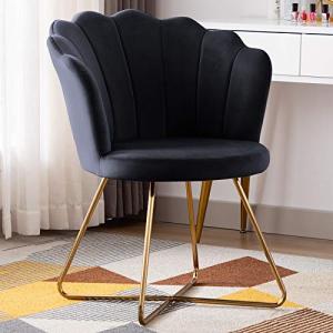 Velvet Shell Accent Chair with Gold Legs