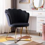 Velvet Shell Accent Chair with Gold Legs