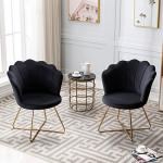 Velvet Shell Accent Chair with Gold Legs