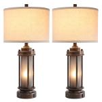 Farmhouse Lamps Set with USB Charging Ports