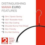 Mawa Euro Series Non-Slip Steel Clothes Hangers, Set of 130