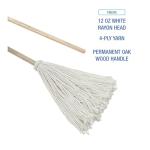 12 oz. White Rayon Head Deck Mops with Oak Handle