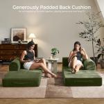 79" Modular Green Sofa Bed with Pillows