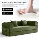 79" Modular Green Sofa Bed with Pillows