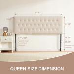 Tufted Beige Upholstered Queen Headboard with Adjustable Height