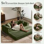 79" Modular Green Sofa Bed with Pillows