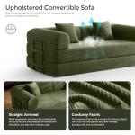 79" Modular Green Sofa Bed with Pillows