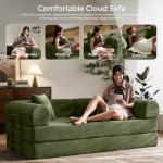 79" Modular Green Sofa Bed with Pillows