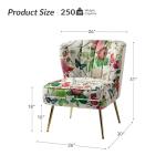 Floral Accent Chair with Golden Metal Legs