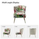 Floral Accent Chair with Golden Metal Legs