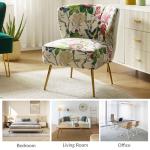 Floral Accent Chair with Golden Metal Legs