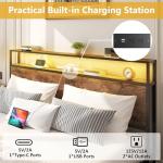 Queen Bed Frame with Storage Headboard & Charging Station