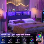 Queen Size Headboard with Storage and USB Ports