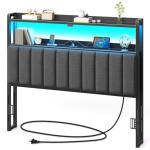 Black Full Size Bed Headboard with LED Lights