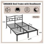 King Size Metal Bed Frame with Headboard - Black
