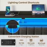 Black Full Size Bed Headboard with LED Lights