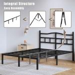 King Size Metal Bed Frame with Headboard - Black