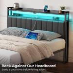 Black Full Size Bed Headboard with LED Lights