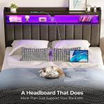Black Full Size Bed Headboard with LED Lights