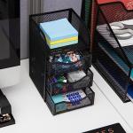 Mind Reader Mini Black Desk Organizer with Drawers