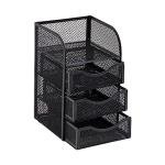 Mind Reader Mini Black Desk Organizer with Drawers