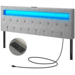 Gray Full Size Bed Headboard with Adjustable LED Lights