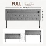 Gray Full Size Bed Headboard with Adjustable LED Lights