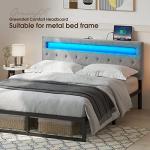 Gray Full Size Bed Headboard with Adjustable LED Lights
