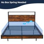 Queen Size Bed Frame with Storage Headboard & LED Lights