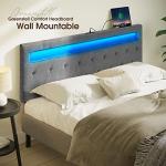 Gray Full Size Bed Headboard with Adjustable LED Lights