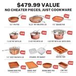 Gotham Steel Hammered Copper 20-Piece Cookware Set