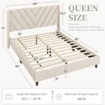 Yaheetech Upholstered Queen Bed Frame with Tufted Headboard