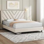 Yaheetech Upholstered Queen Bed Frame with Tufted Headboard