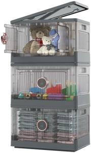 Grey Closet Organizer and Storage Bins - 3-Pack