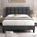 Modern Full Upholstered Bed Frame with Tufted Headboard