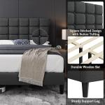 Modern Full Upholstered Bed Frame with Tufted Headboard