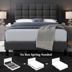 Modern Full Upholstered Bed Frame with Tufted Headboard