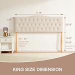 Tufted King Size Upholstered Headboard in Beige