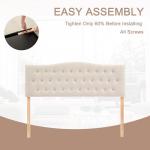 Tufted King Size Upholstered Headboard in Beige