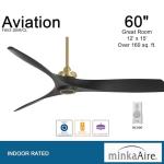Minka-Aire 60" Aviation Ceiling Fan in Soft Brass
