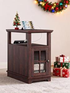 End Table with Charging Station and Storage Bin