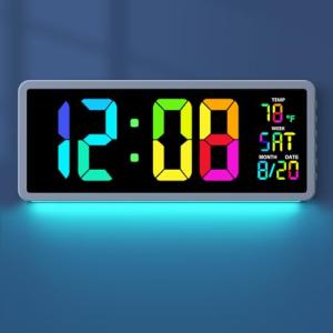 Large Colorful LED Wall Clock with Night Lights
