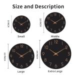 14-Inch Black Silent Wall Clock with Rose Gold Numbers